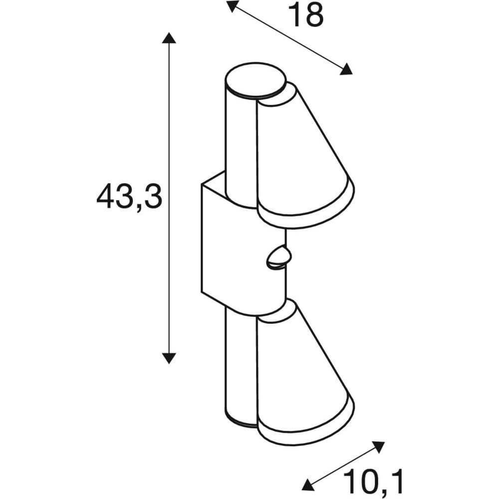 Design-Wandleuchte T-Tube WL Doppelschwarz mit Sensor SLV 4024163291620