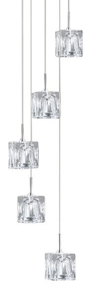 Vide Hängelampe Ice Cube 5x5W - 3000K - 18cm Metallgrau Searchlight 5053423102054