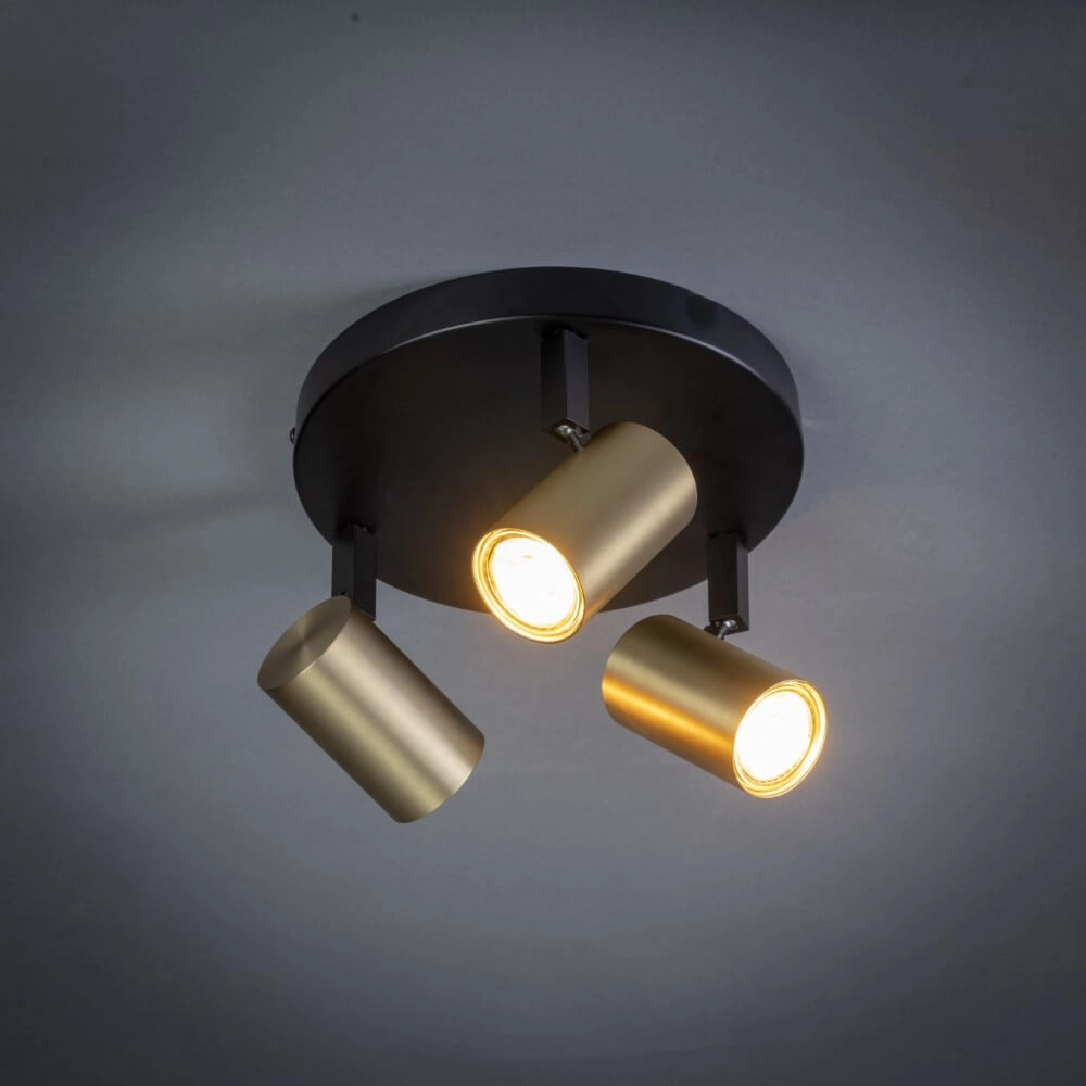 3-flammiger Aufbaustrahler The Common schwarz mit gold ETH 8720195304340