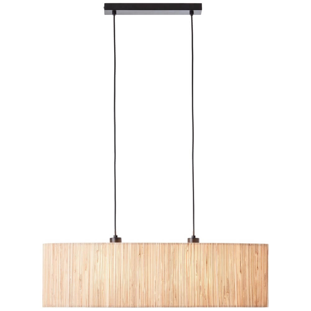 Hängelampe Wimea Oval 78cm schwarz mit Seegras