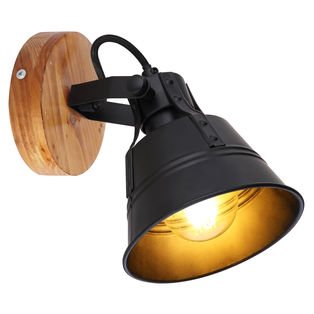 Landwandlampe Günther Schwarz mit Holz