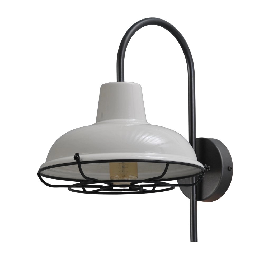 Wandlampe Industria Grid 33 cm schwarz mit weißer Kapuze