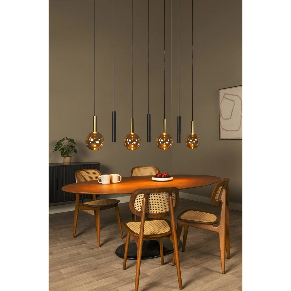 7-Licht Pendellampe Josiane Schwarz mit Gold Lucide Vibes 5411212212351