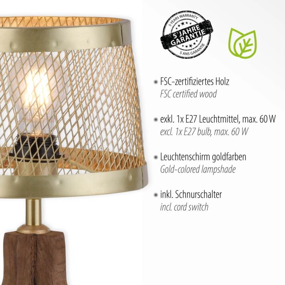 Tischlampe Frederik Messing Just Light 4043689976170