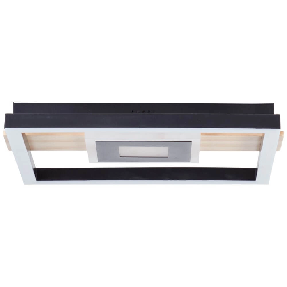 Deckenleuchte Baldo quadratisch schwarz mit Holz Brilliant 4004353420030