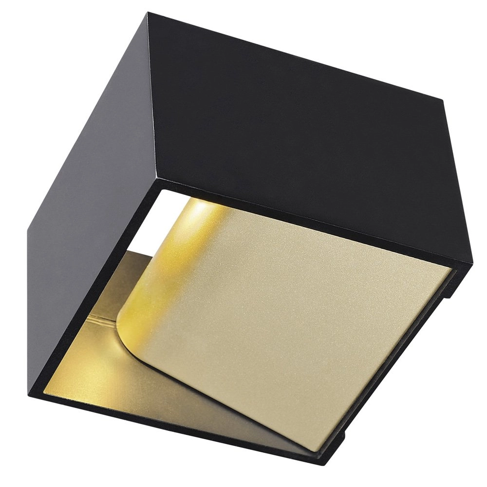 LED-Lampe Logs Up - Down quadratisches Schwarz mit Gold