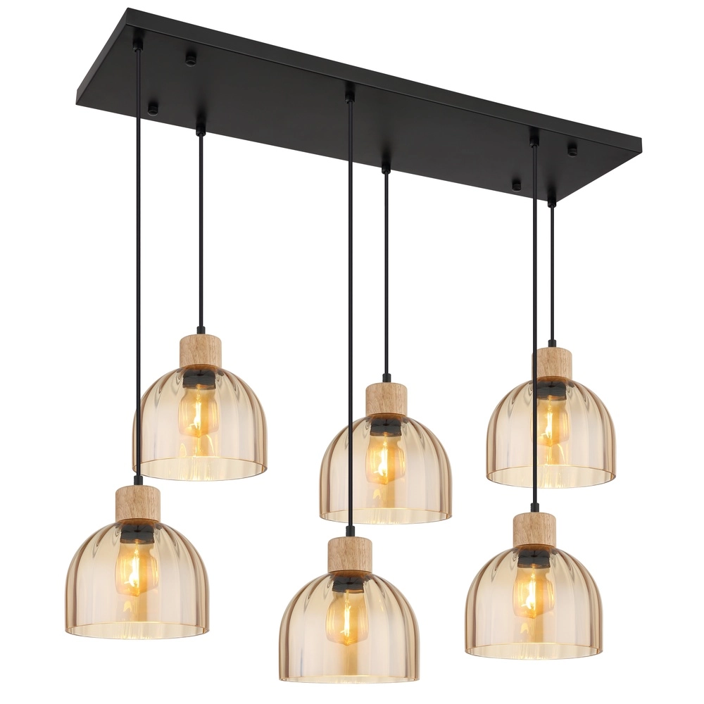 6-Licht Pendellampe Swanson Schwarz