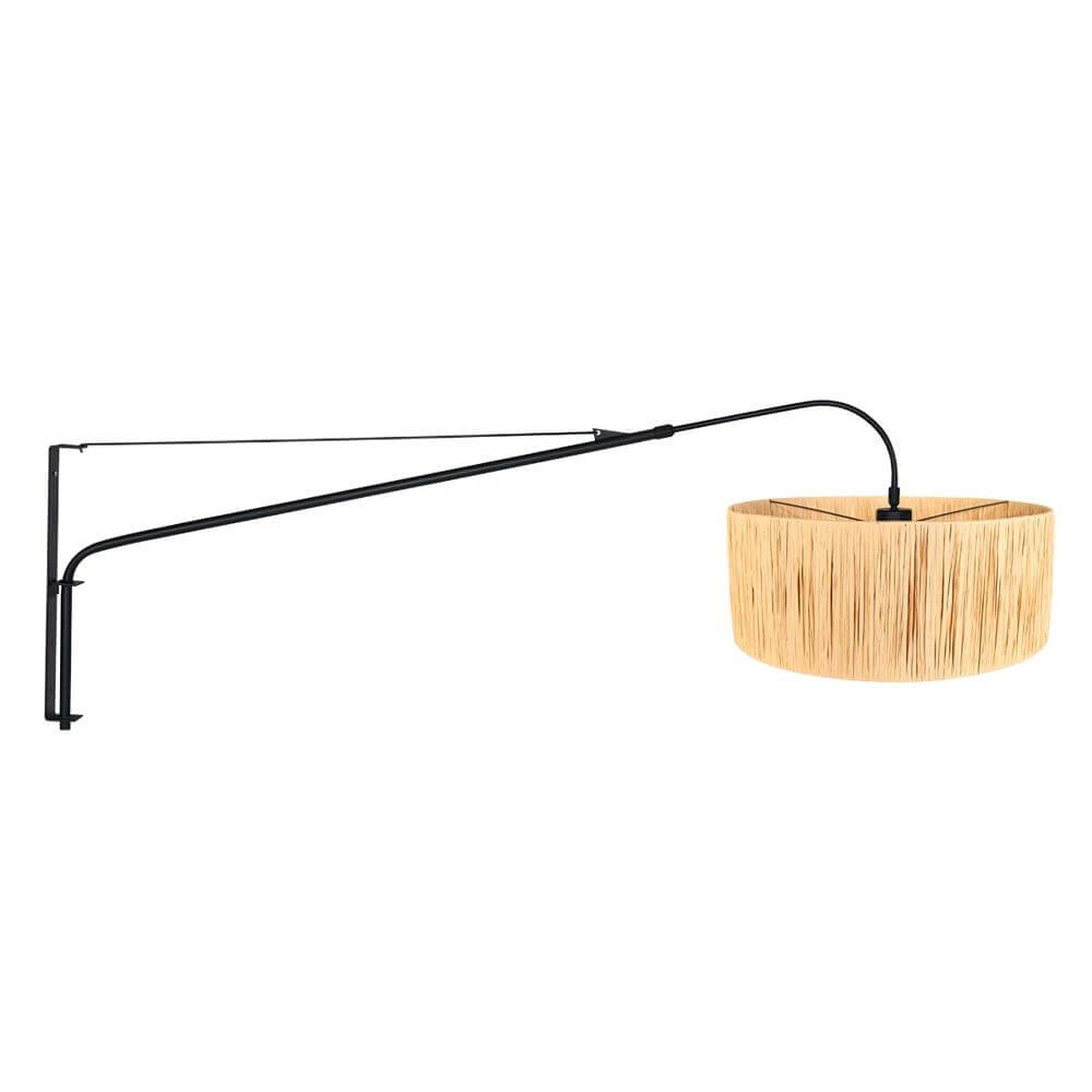 Wandleuchte Elegant Classy schwarz mit Strohschirm