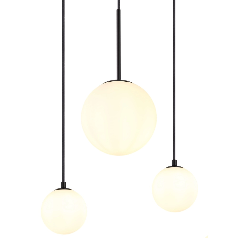 Design-Pendellampe Hallie 6-Licht Schwarz mit weißen Kugeln Globo 9007371448920