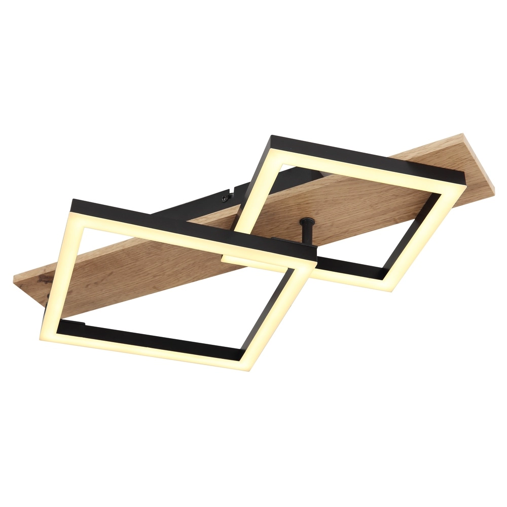 Deckenlampe Beatrix 47,5 cm Quadrate schwarz mit Holz