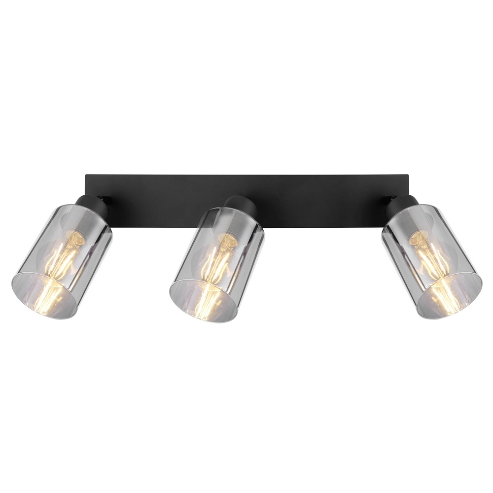 Deckenlampe Hadera 3-Licht Schwarz mit Rauchglas Globo 9007371443215