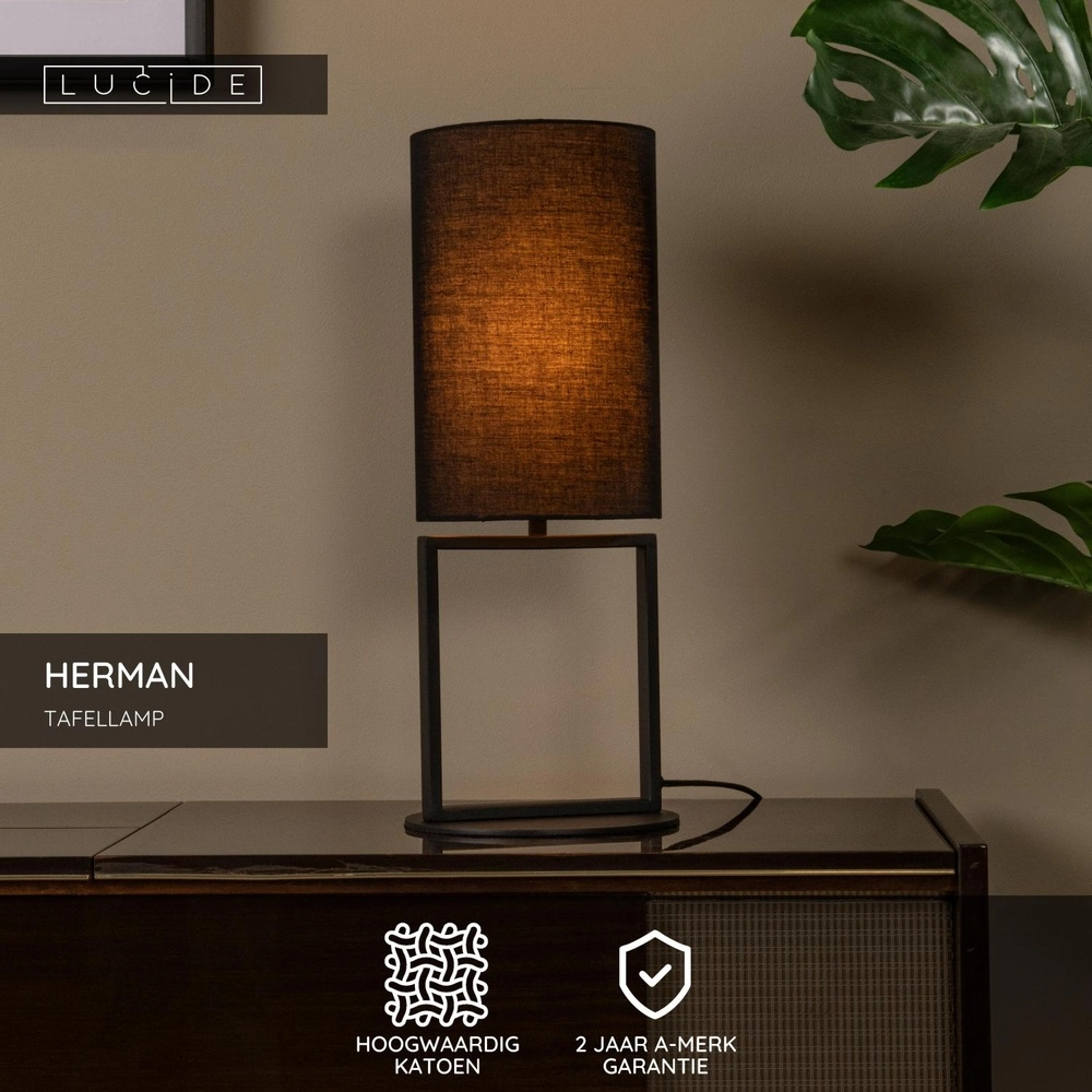 Tischlampe Herman Schwarz Lucide 5411212303387
