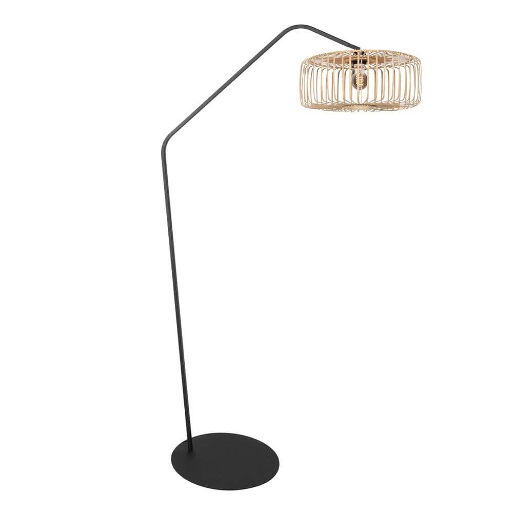 Stehlampe Zig-Zag schwarz mit Bambusschirm Ø 50cm Steinhauer 8712746179316