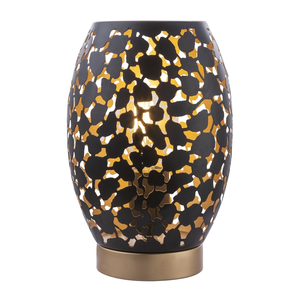 Tischlampe Narri Schwarz mit Gold – grobe Löcher Globo 9007371378555