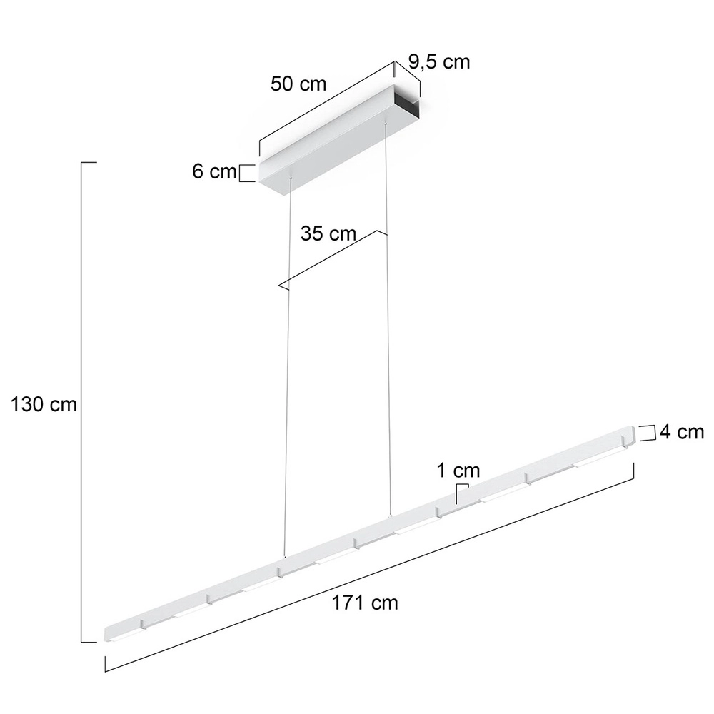 Schlanke Pendelleuchte Bloc Metallic-Grau Steinhauer 8712746148268