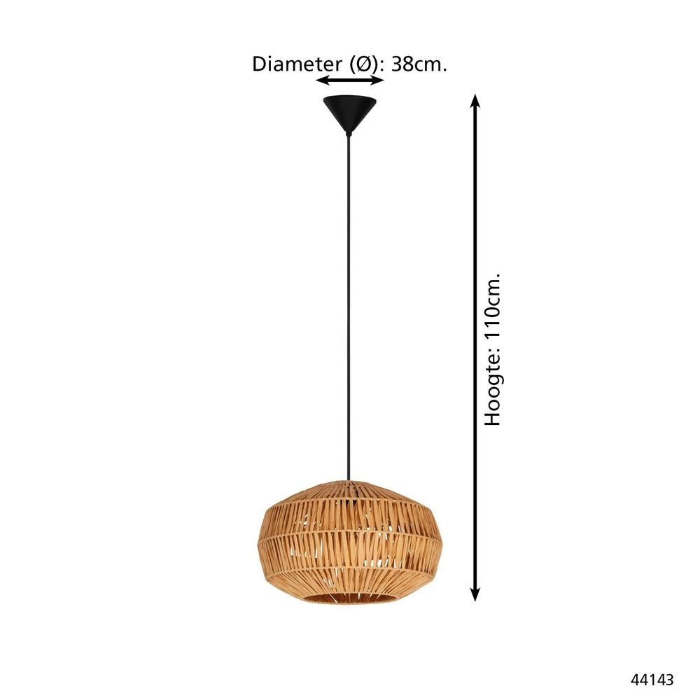 Rattan Pendelleuchte Sheldon Ø 38cm Eglo 9008606359783