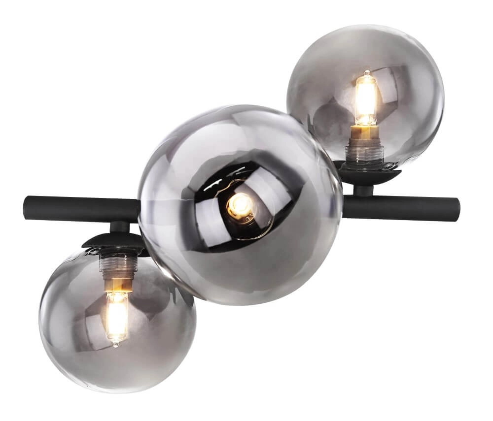 Schwarze Deckenleuchte mit Rauchglas Riha Globo 9007371396030