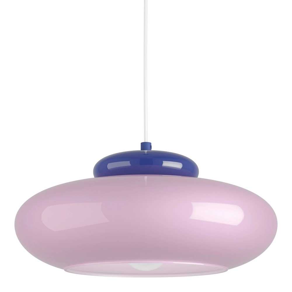 Design-Pendellampe Berardelli Rosa mit blauem Ø 32 cm