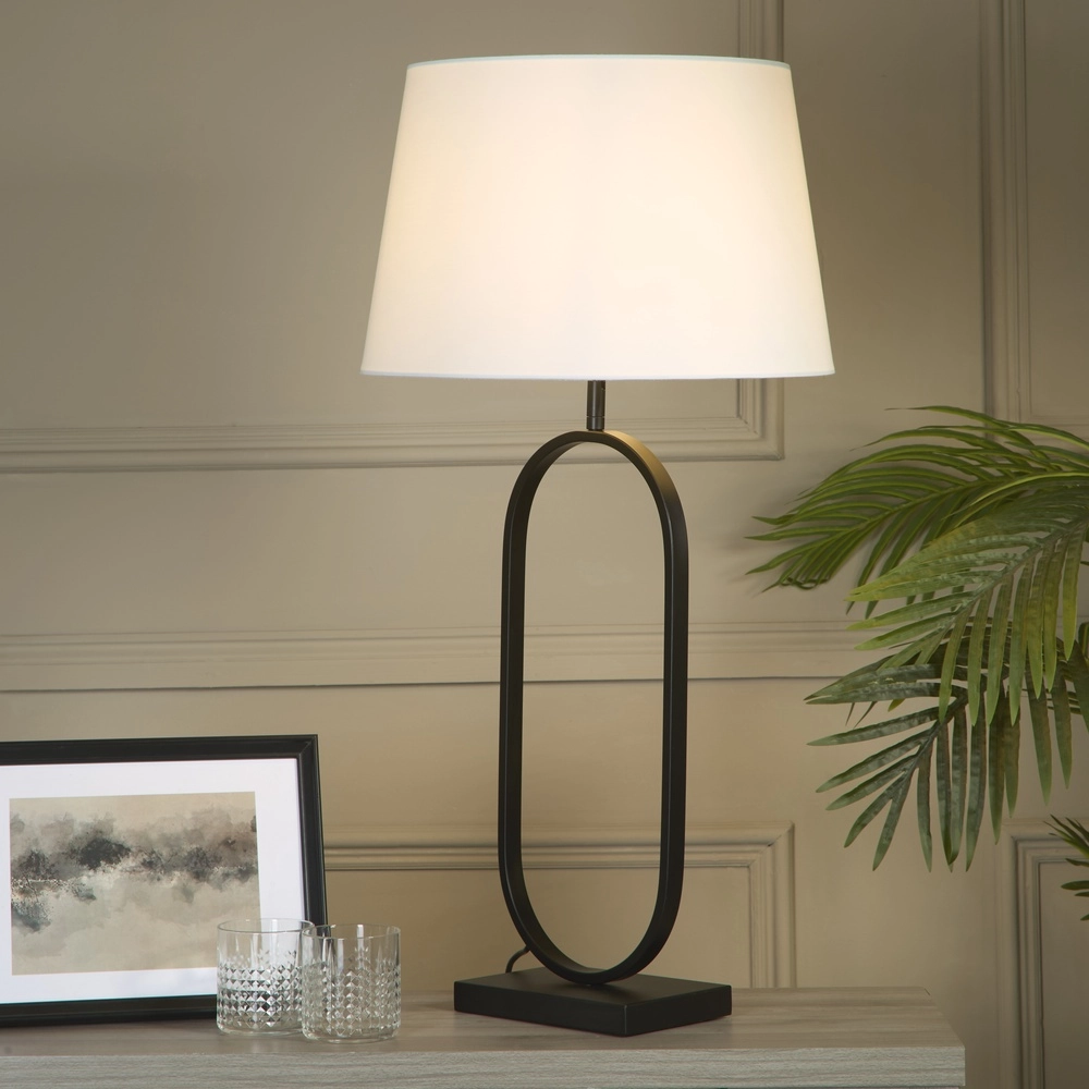 Tischlampe Modish schwarz mit weißer Kapuze Searchlight 5053423306261