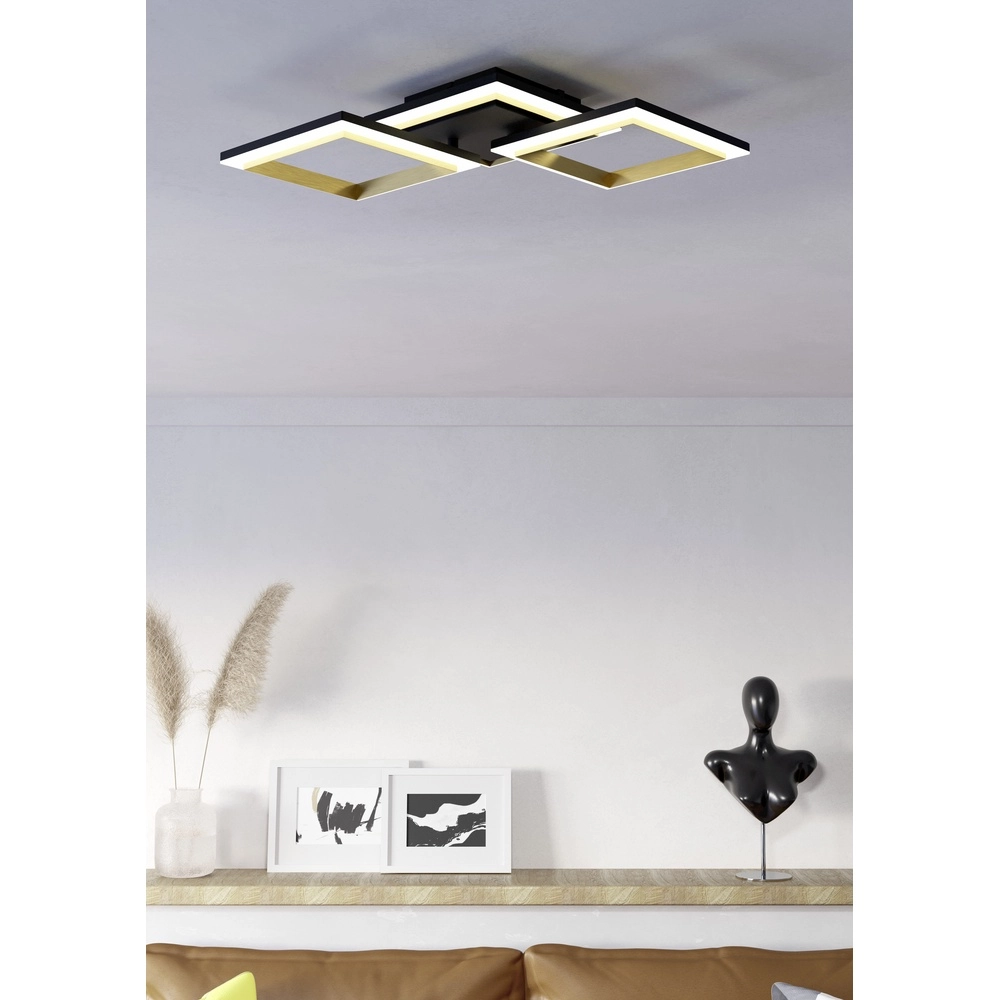 LED-Deckenlampe Calliera Quadrat – Schwarz mit Gold Eglo 9008606316144