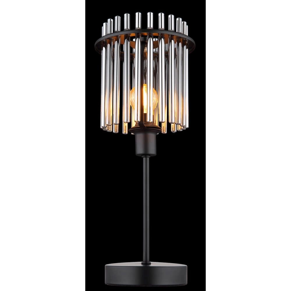 Schwarze Tischleuchte Gorley mit Rauchglas Ø 15cm Globo 9007371454181