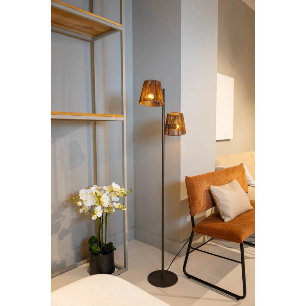 Stehlampe Daan braun mit Rattankappen ETH 8720195309338
