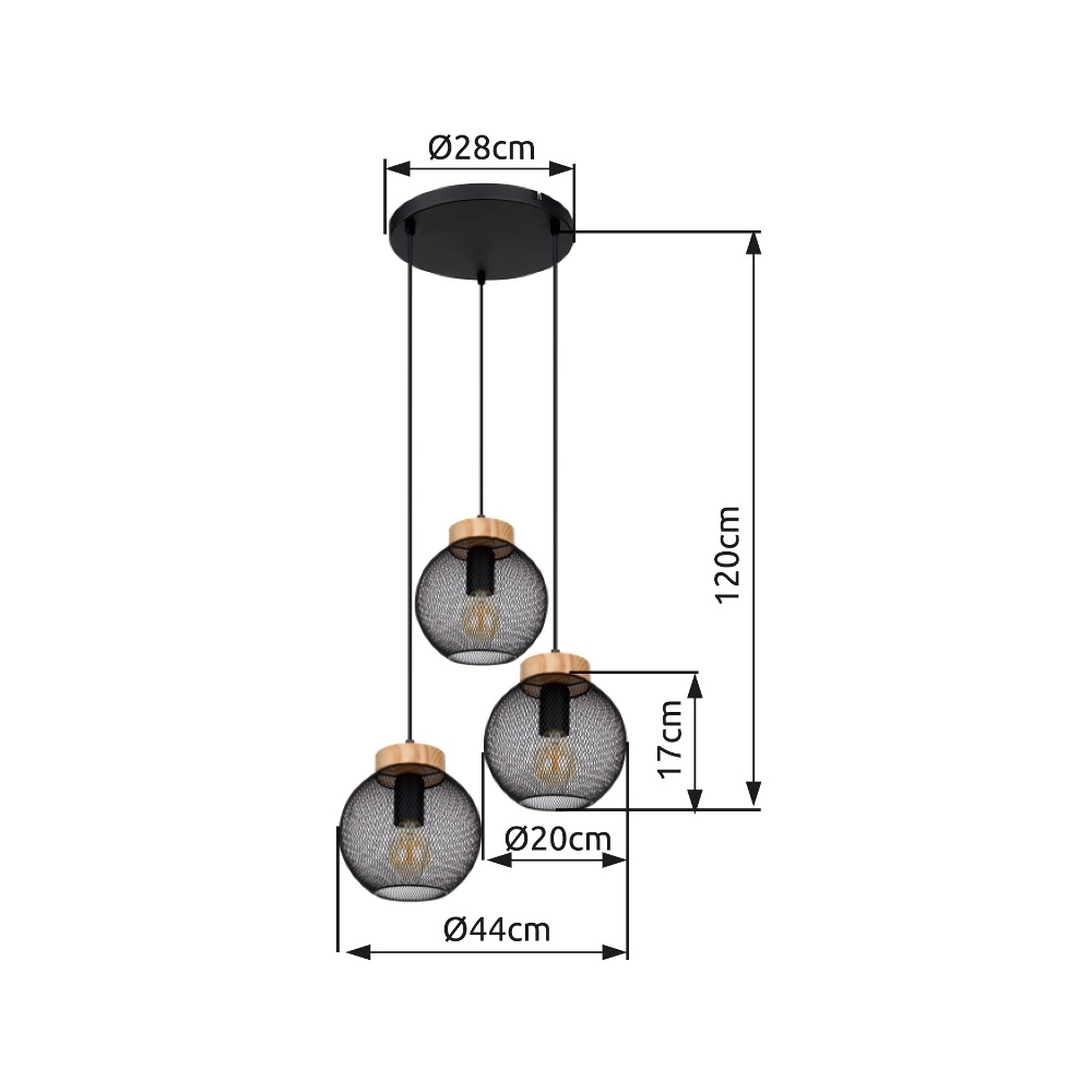 Schwarze Pendellampe Pablo Mesh Globo 9007371417551