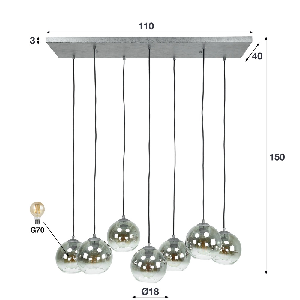 7L Pendellampe Bubble mit silbernem, verblassendem Glas Lyora 8716803511231
