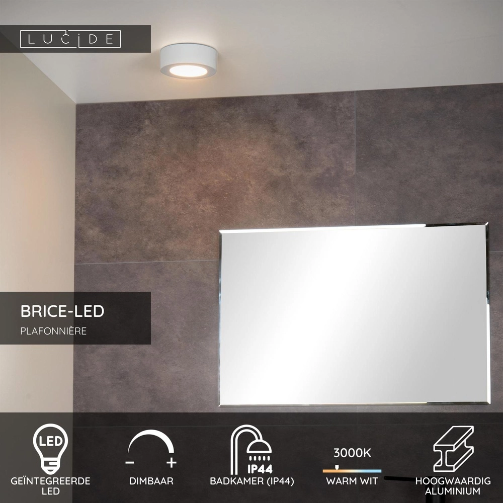 Deckenlicht Brice-Led Ø 11,7 cm – IP44 weiß Lucide 5411212281289