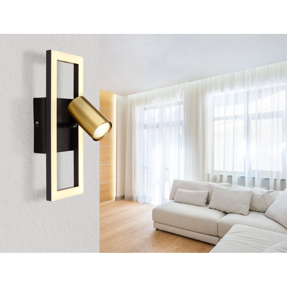 Design-Wandlampe Marrie Schwarz mit Gold Globo 9007371432172