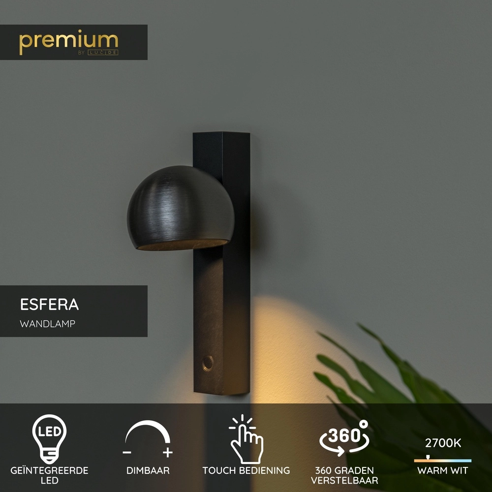 Bettleselampe Esfera LED – Gebürstet Premium by Lucide 5411212234414
