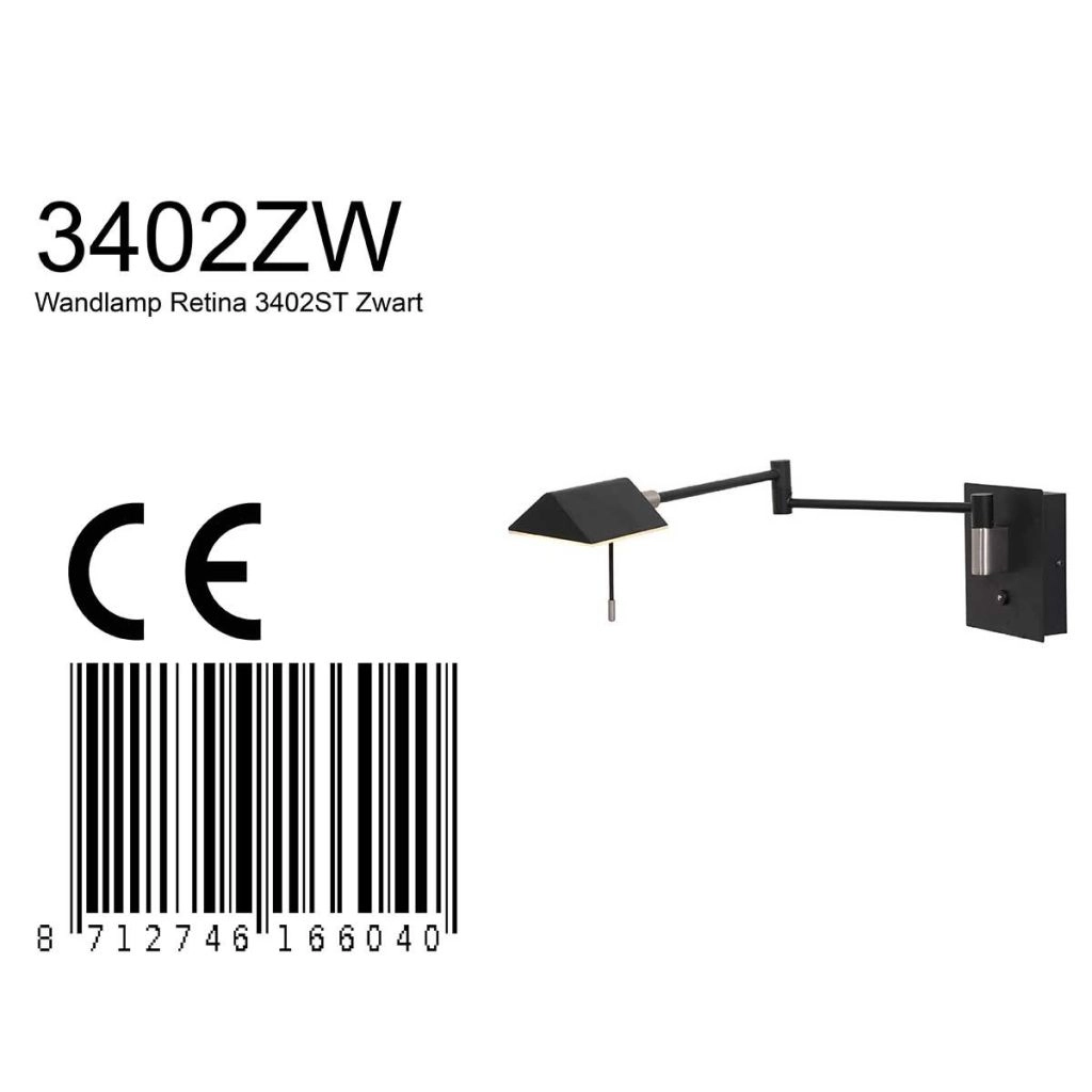 Wandleselampe Retina Schwarz Steinhauer 8712746165104