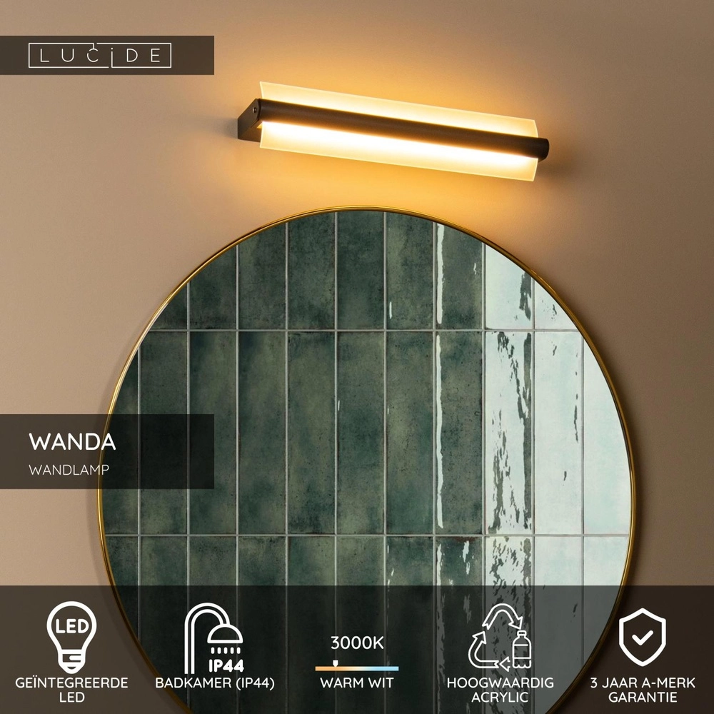 Wandlampe Wanda 45 cm schwarz Lucide 5411212040589