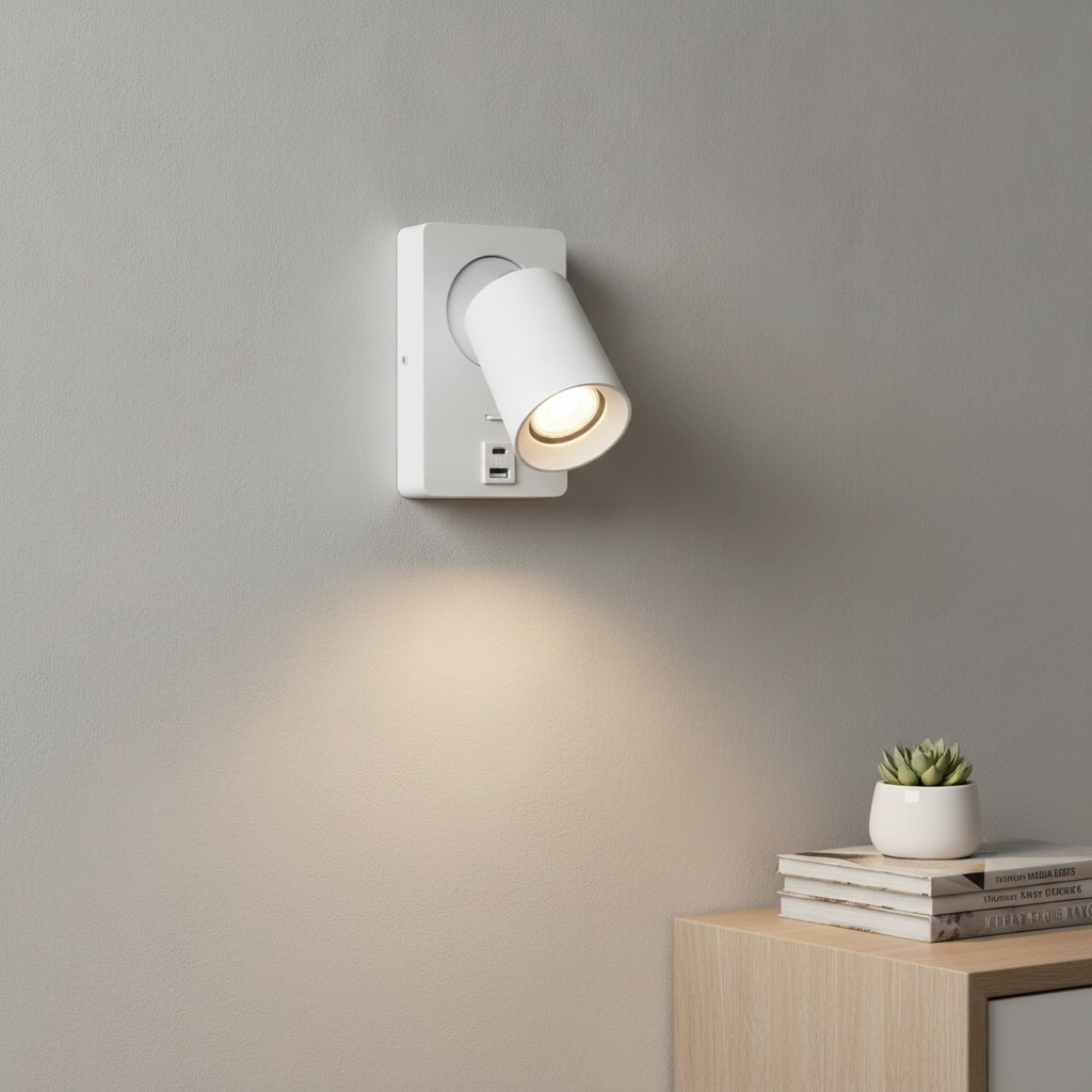 Nachttischlampe Megano USB weiß mit USB-A und USB-C