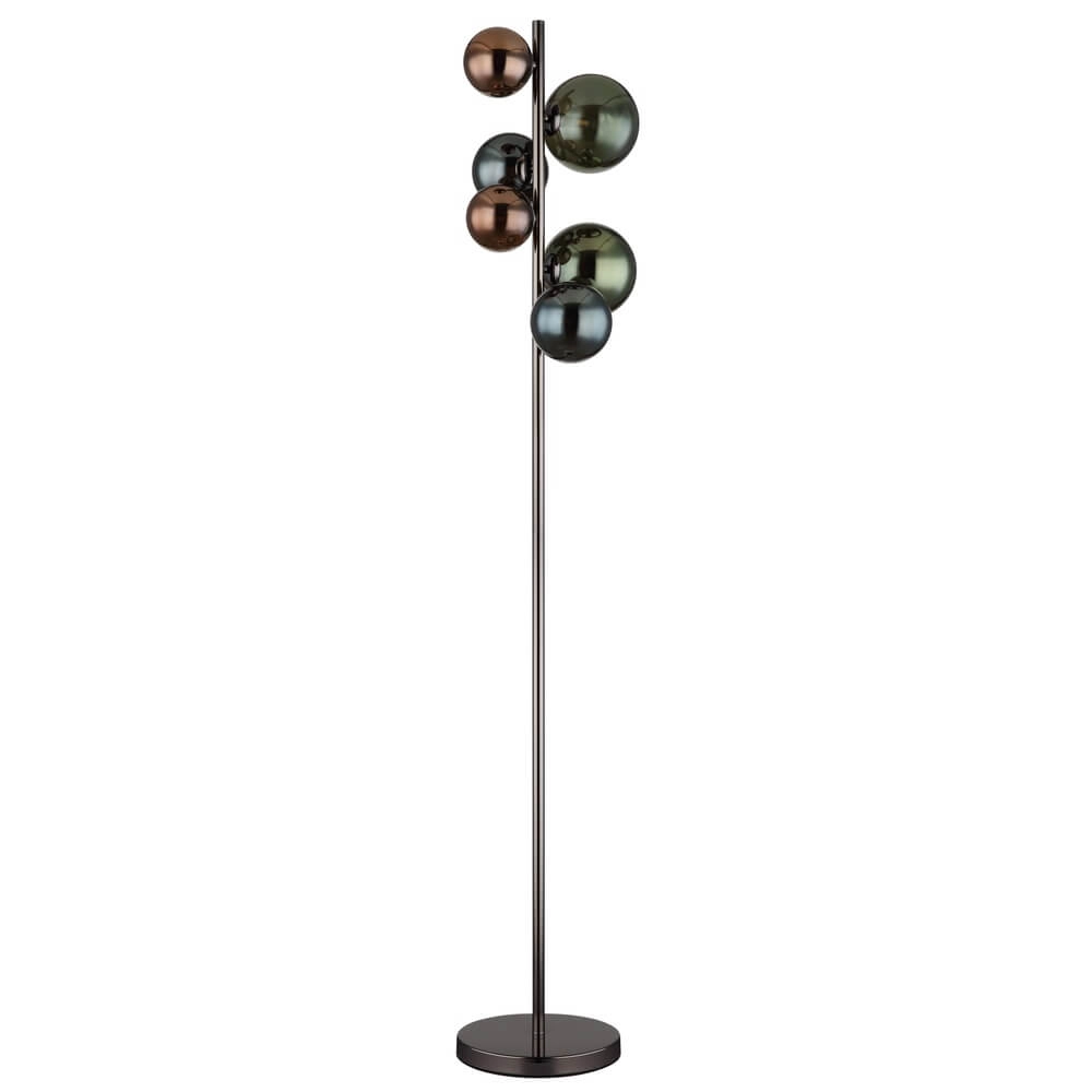 Schwarze Stehleuchte Riha Farbiges Glas 6-flammig Globo 9007371450114