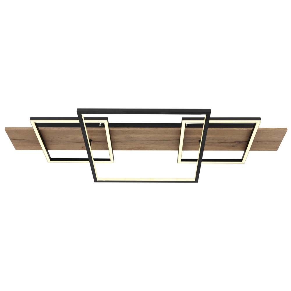 Design-Deckenlampe Vanni Schwarz mit Holz, Look 95 cm Globo 9007371454082