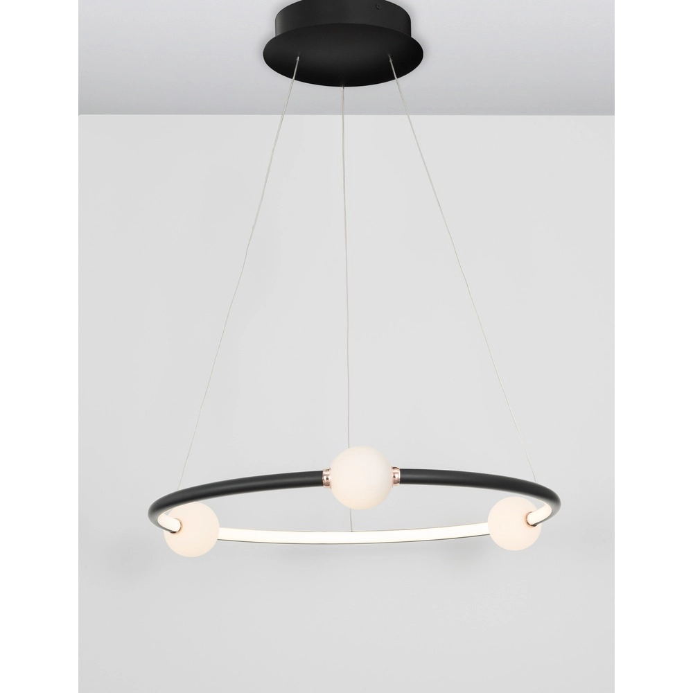 Pendelleuchte Celia schwarz mit weiß rund horizontal