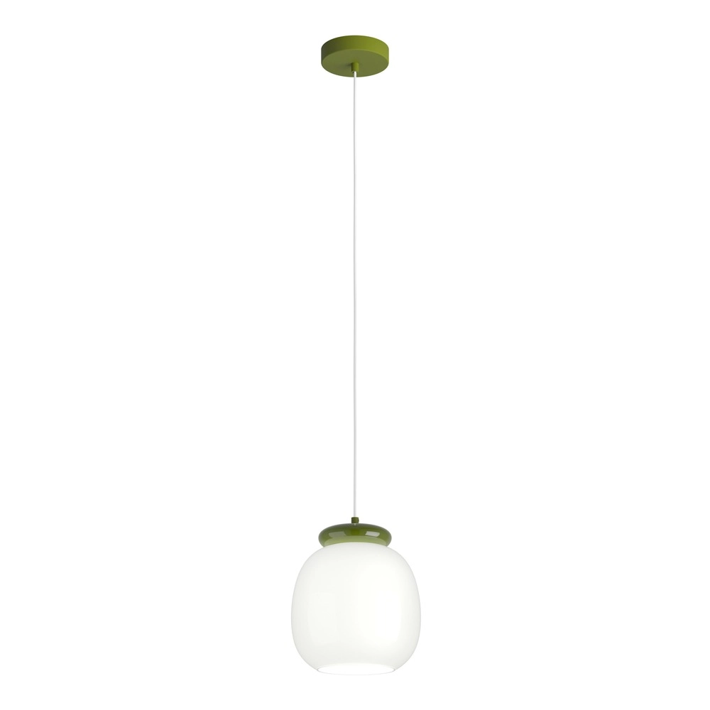 Design-Pendellampe Berardelli weiß mit grünem Ø 23 cm
