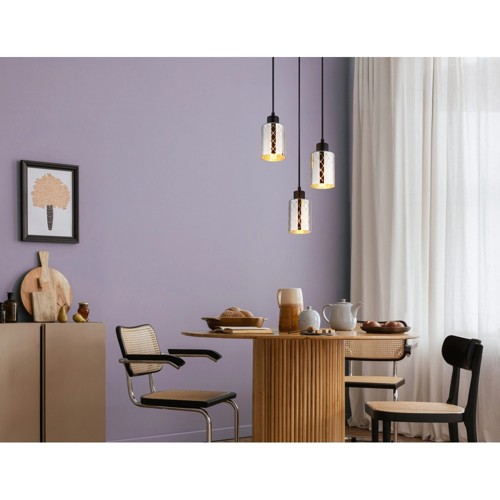 Design-Pendellampe Alonso 3-Licht-Schwarzpatrone Globo 9007371578252