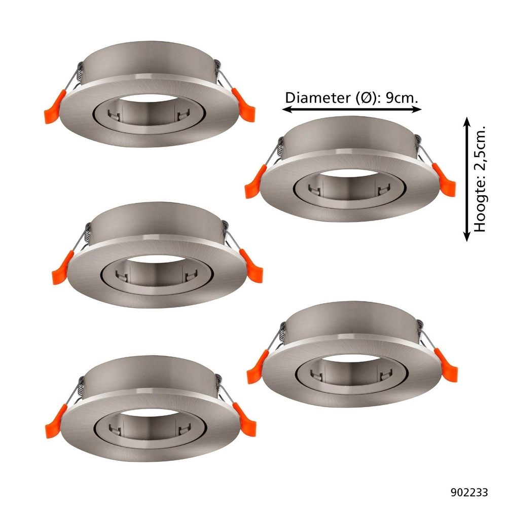Set mit 5 Einbaustrahlern Barranco nickel Ø 9cm Eglo 9008606359141