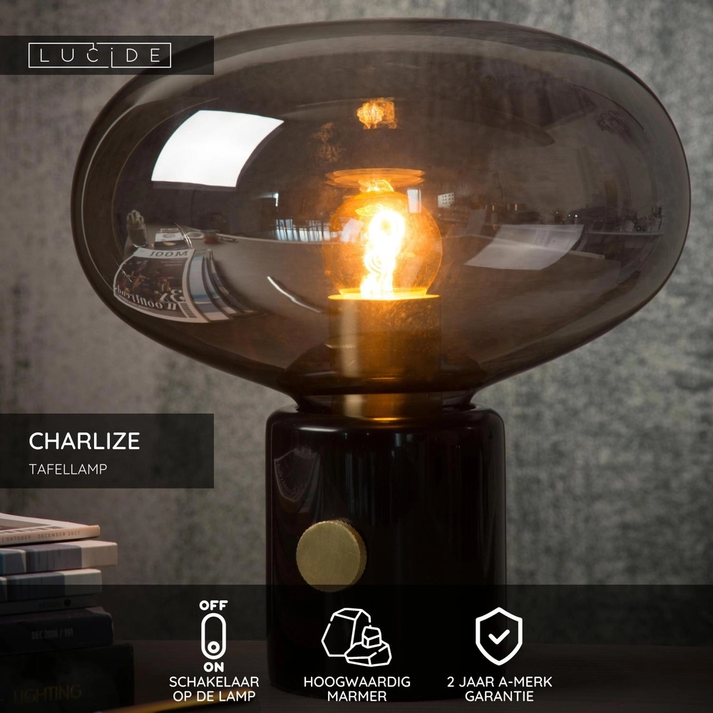 Design-Tischlampe Charlize Ø 23 cm schwarz Lucide 5411212031006