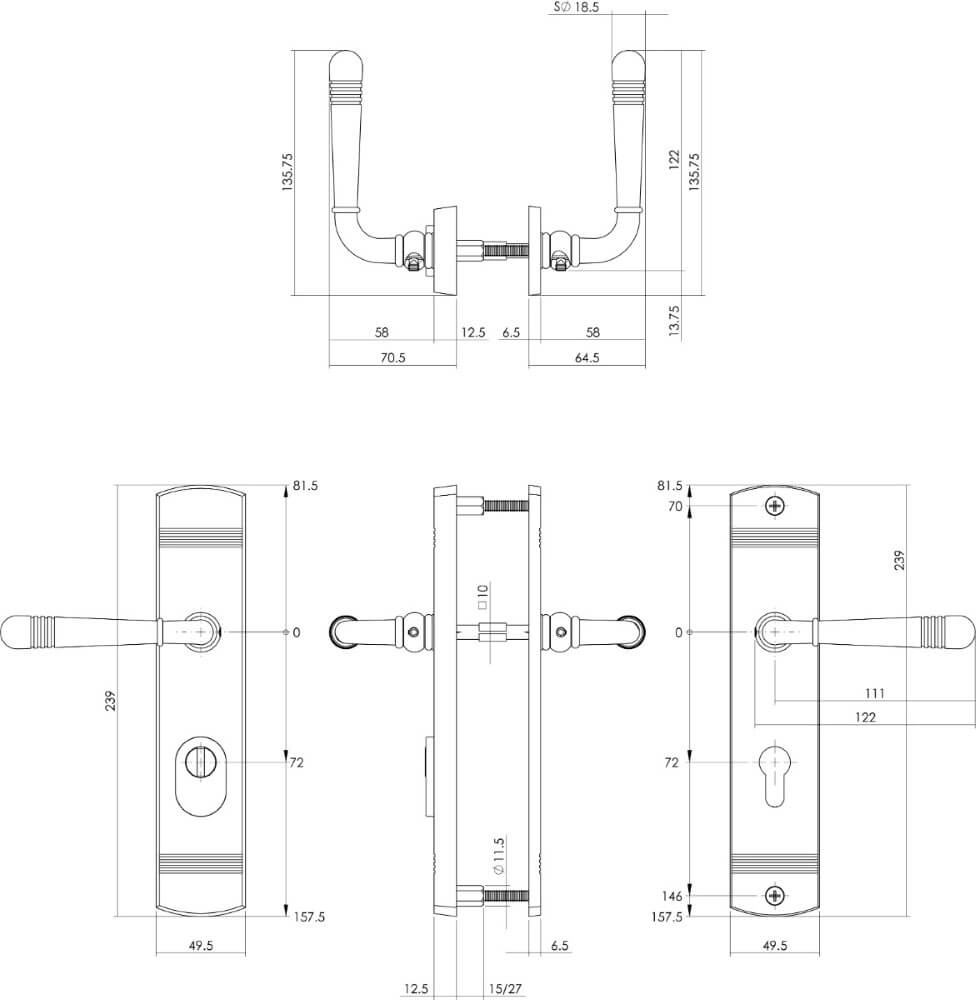 Hintertür-Hardware Helena PC 72mm chrom Intersteel 8714186438367