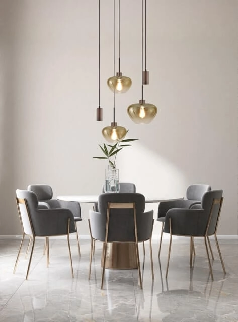 5-flammige Pendelleuchte Genua braun mit 2x Goldglas Ø 24cm - 1x Ø 29cm und 2x Anhänger Masterlight 8718121357416