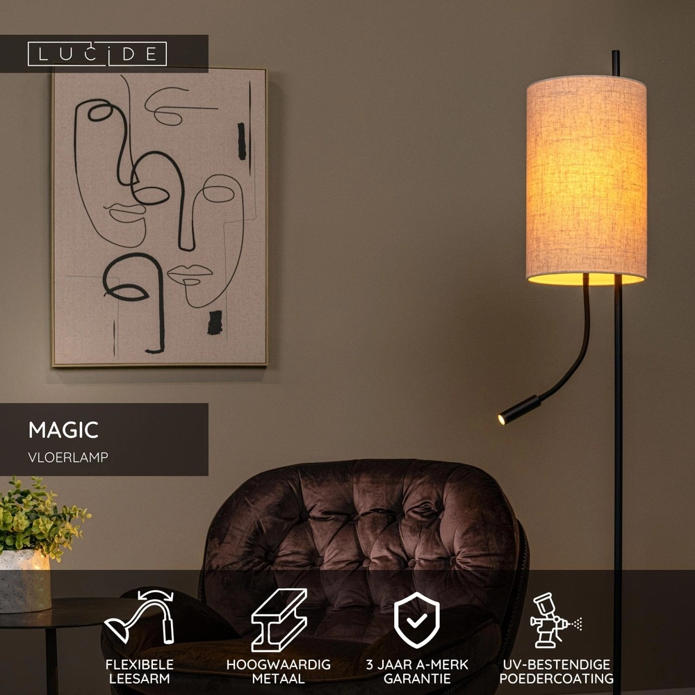 Stehlampe Magic mit Leselicht Lucide 5411212680099