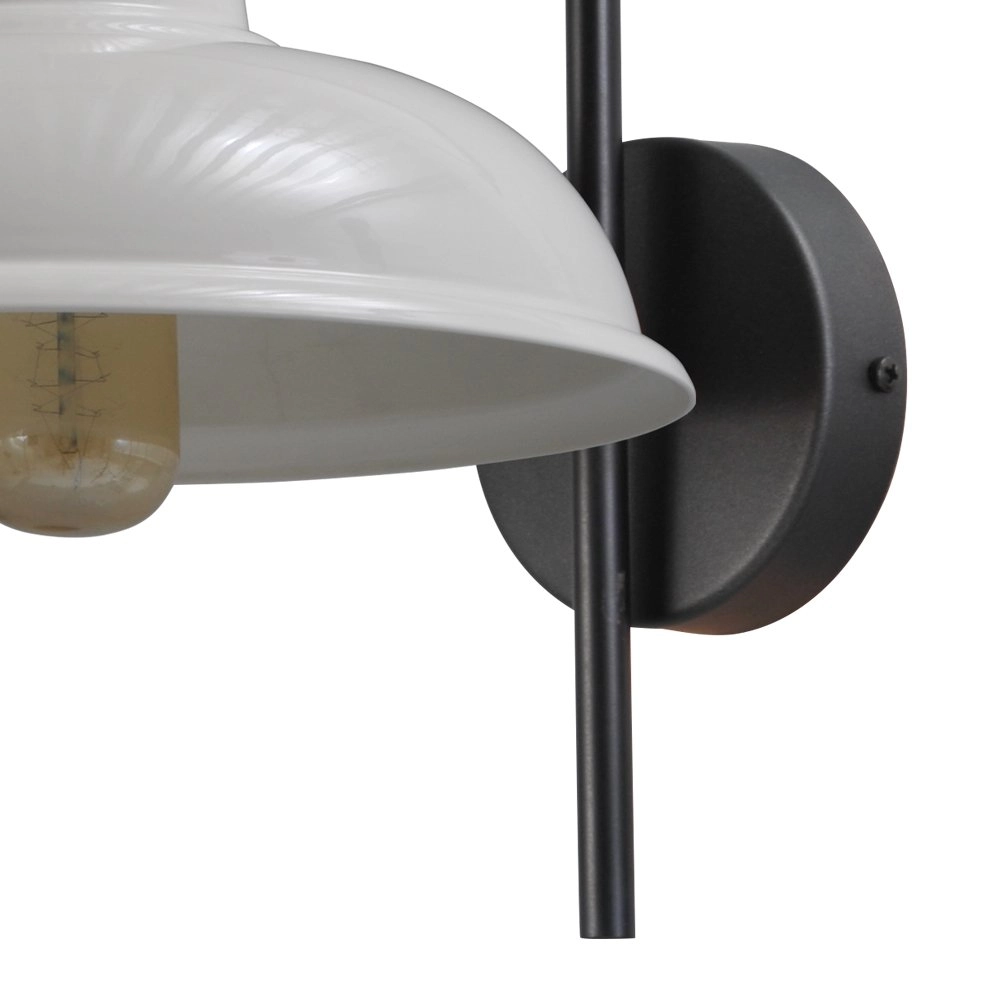 Wandlampe Industria 33 cm schwarz mit weißer Kapuze Masterlight 8718121235783