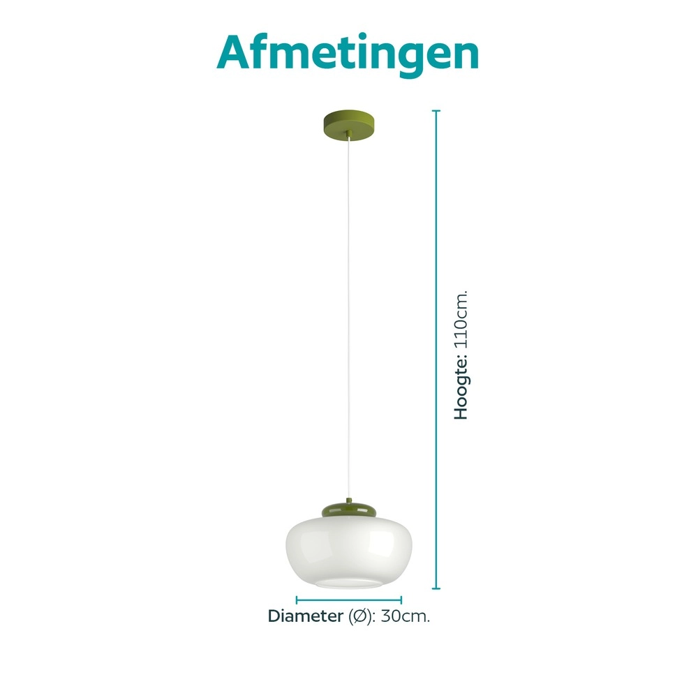 Design-Pendellampe Berardelli weiß mit grünem Ø 30 cm