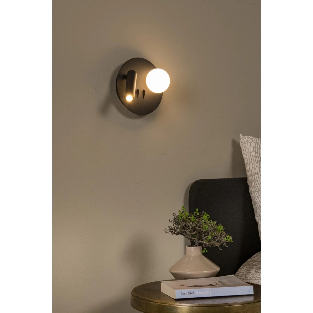 Design-Nachttischlampe Matiz Schwarz mit USB-Ladepunkt Lucide 5411212771322