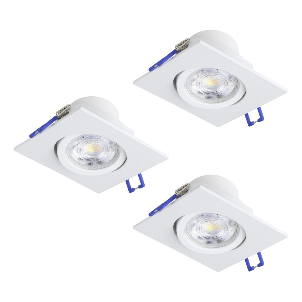 Set mit 3 Einbaustrahlern Saliceto quadratisch weiß