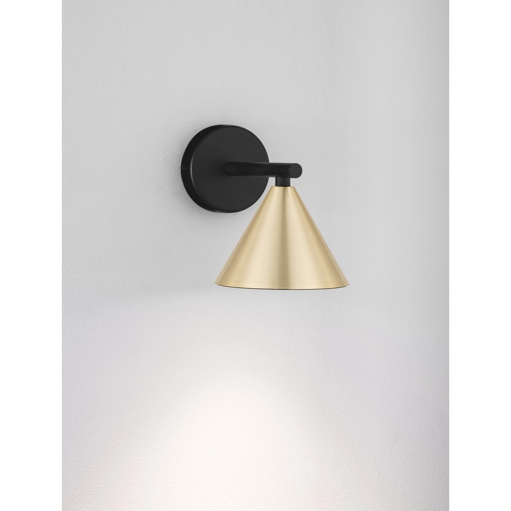 Wandleuchte Conico Single schwarz mit gold