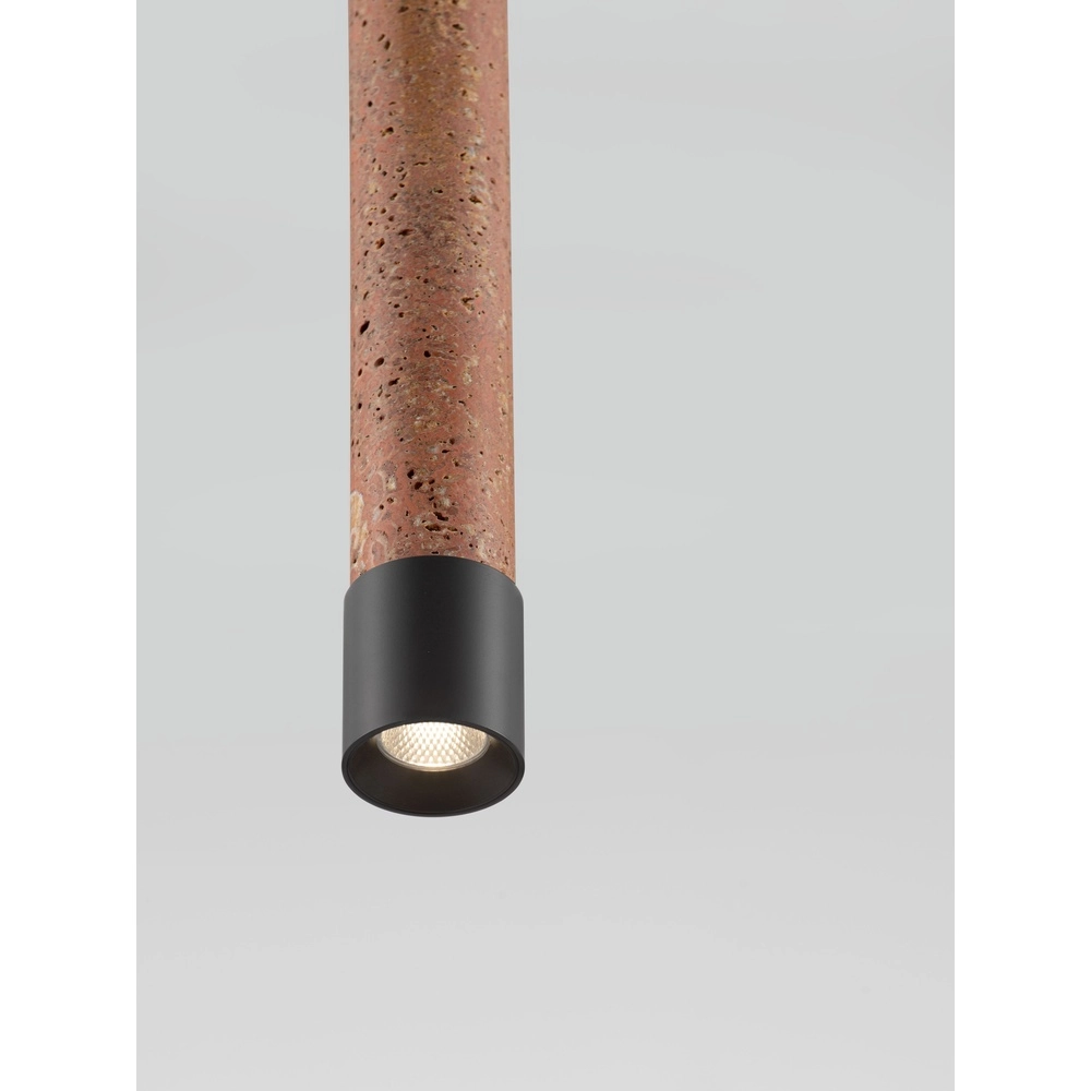 Moderne Pendellampe Muse Schwarz mit rotem Travertin Lyora 5212017495808
